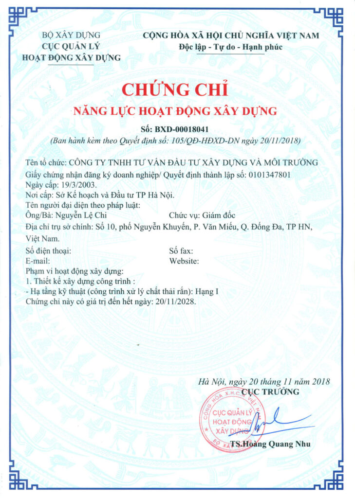 chứng chỉ năng lực