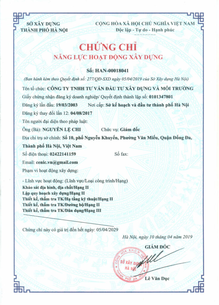 chứng chỉ năng lực